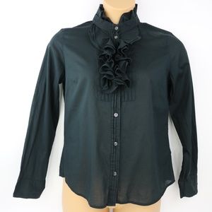 J Crew Womens Black Button Down Blouse Size 10